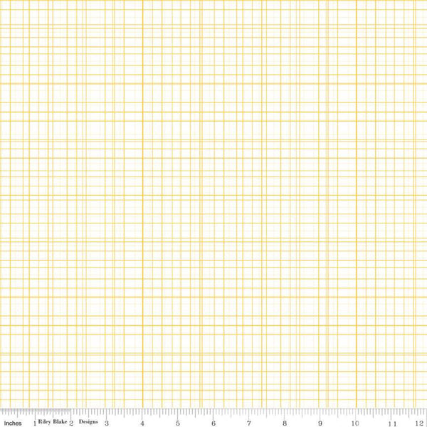 SALE Bloom and Grow Plaid C10115 Cream - Riley Blake Designs - Thin Yellow Lines Geometric - Quilting Cotton Fabric