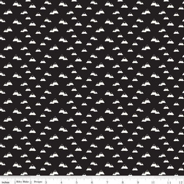 SALE Wild at Heart Mountains C9823 Black - Riley Blake Designs - Outdoors Mountain Peaks Black Cream - Quilting Cotton Fabric