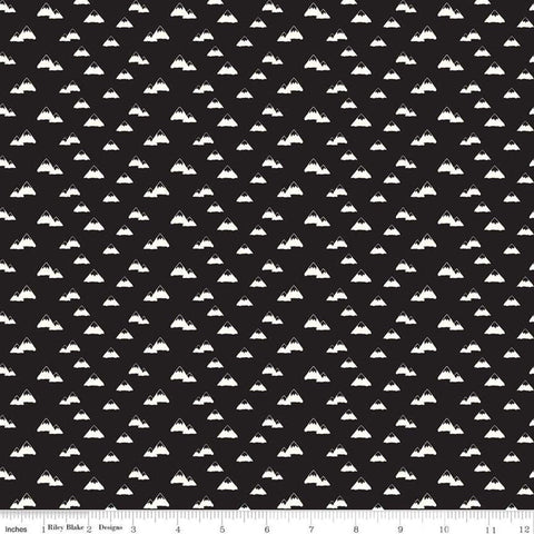 SALE Wild at Heart Mountains C9823 Black - Riley Blake Designs - Outdoors Mountain Peaks Black Cream - Quilting Cotton Fabric