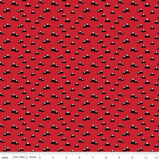 SALE Wild at Heart Mountains C9823 Red - Riley Blake Designs - Outdoors Mountain Peaks Black Red Cream - Quilting Cotton Fabric