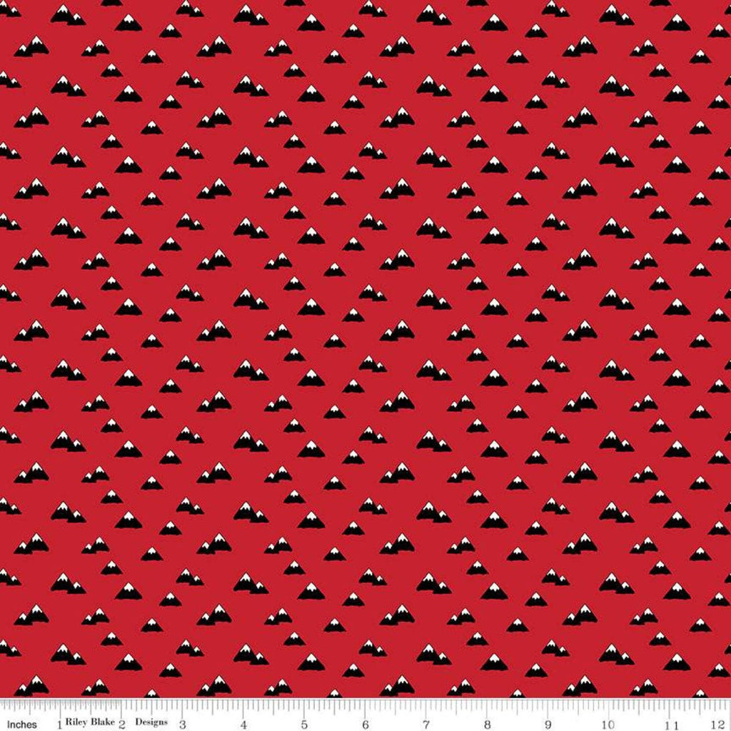 SALE Wild at Heart Mountains C9823 Red - Riley Blake Designs - Outdoors Mountain Peaks Black Red Cream - Quilting Cotton Fabric