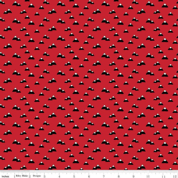 SALE Wild at Heart Mountains C9823 Red - Riley Blake Designs - Outdoors Mountain Peaks Black Red Cream - Quilting Cotton Fabric