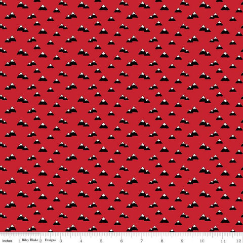 SALE Wild at Heart Mountains C9823 Red - Riley Blake Designs - Outdoors Mountain Peaks Black Red Cream - Quilting Cotton Fabric