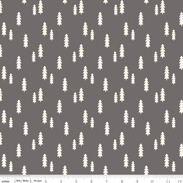 DEAL Wild at Heart Trees C9824 Gray - Riley Blake Designs - Outdoors Cream Pine Trees on Gray - Quilting Cotton Fabric