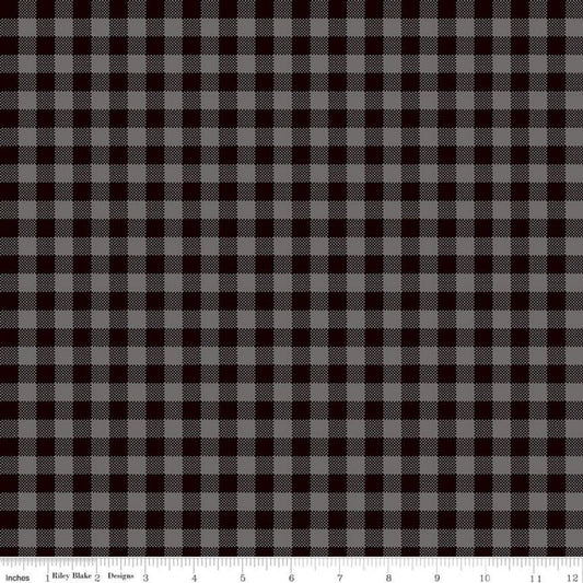 DEAL Wild at Heart Buffalo Plaid C9827 Gray - Riley Blake Designs - Outdoors 3/8" Check Black Gray - Quilting Cotton Fabric