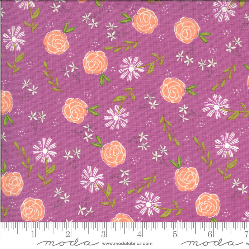 27" end of Bolt - SALE Balboa Wild Rose 37591 Fuchsia - Moda Fabrics - Floral Flowers Purple Pink - Quilting Cotton Fabric