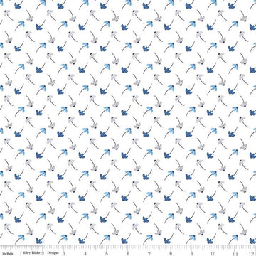 28" End of Bolt - SALE Blue Stitch Daisy C10065 White - Riley Blake Designs - Floral Flowers Daisies - Quilting Cotton Fabric