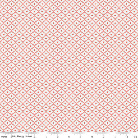 SALE Golden Aster Geometric C9846 Coral - Riley Blake Designs - Diagonal Diamonds Aztec Orange Pink Cream - Quilting Cotton Fabric