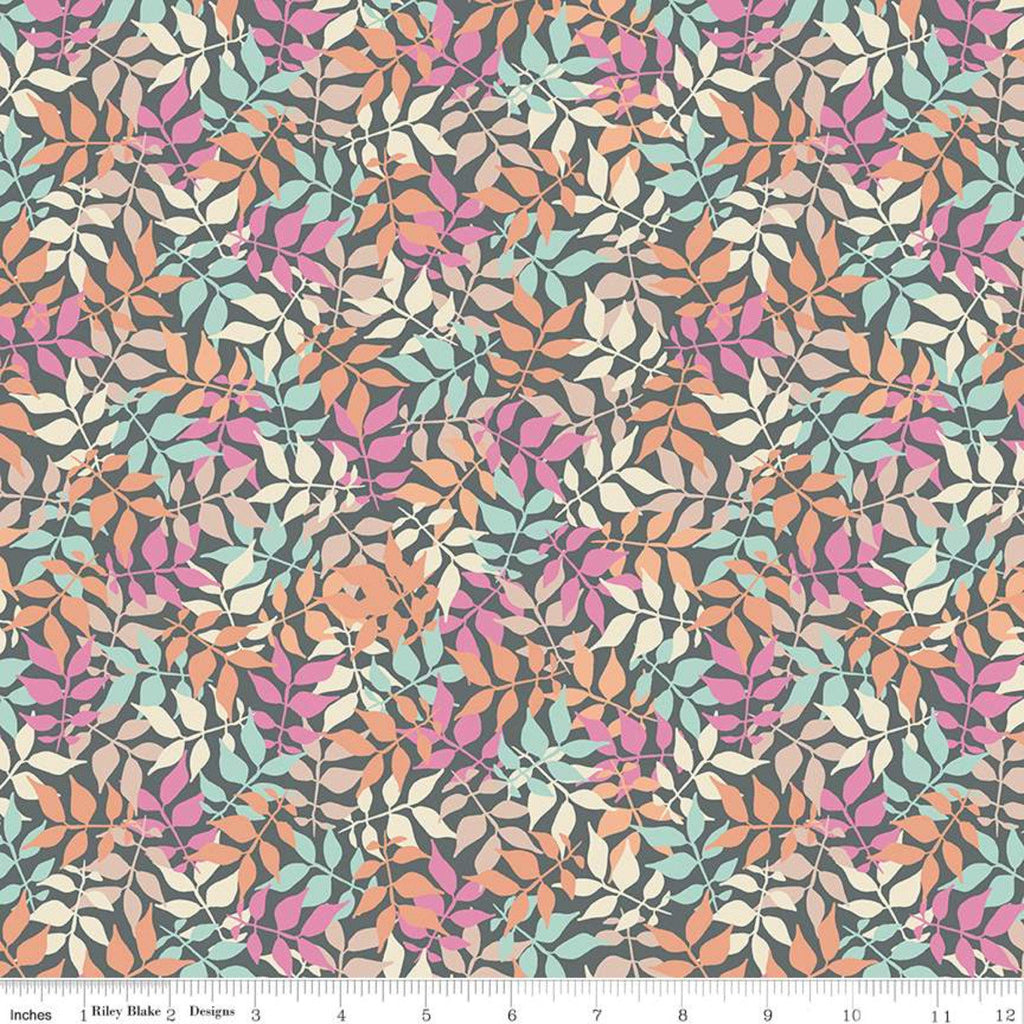 SALE Meadow Lane Leaves C10122 Gray - Riley Blake Designs - Floral Foliage -  Quilting Cotton Fabric
