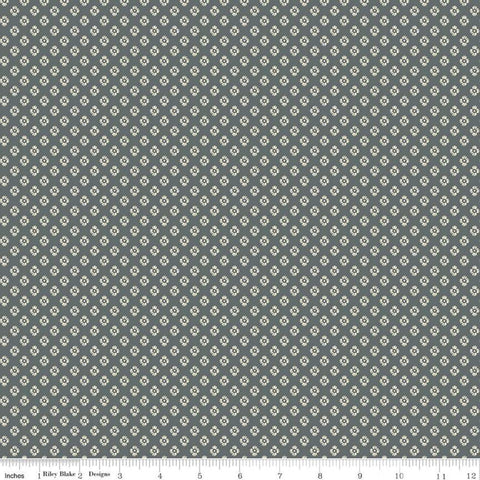 SALE Meadow Lane Dashed Daisies C10124 Gray - Riley Blake Designs - Floral Flowers Daisy Geometric -  Quilting Cotton Fabric