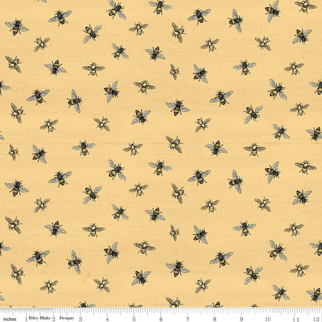 SALE Bee's Life Bees C10103 Honey - Riley Blake Designs - Honeybees Gold -  Quilting Cotton Fabric