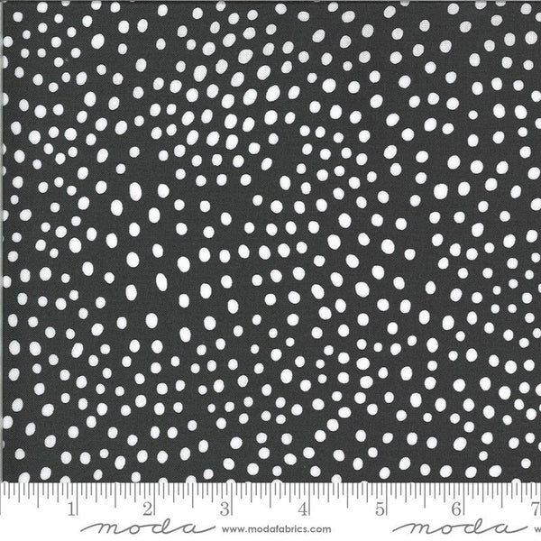 SALE Zoology Movement Dots 48305 Charcoal - Moda Fabrics - Dotted Polka Dots Black with Ivory Natural Off White - Quilting Cotton Fabric