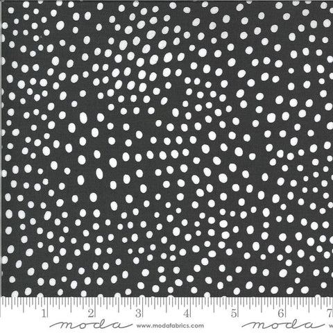 SALE Zoology Movement Dots 48305 Charcoal - Moda Fabrics - Dotted Polka Dots Black with Ivory Natural Off White - Quilting Cotton Fabric