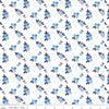 25" End of Bolt - SALE Blue Stitch Ditsy C10061 White - Riley Blake Designs - Flowers Floral -  Quilting Cotton Fabric