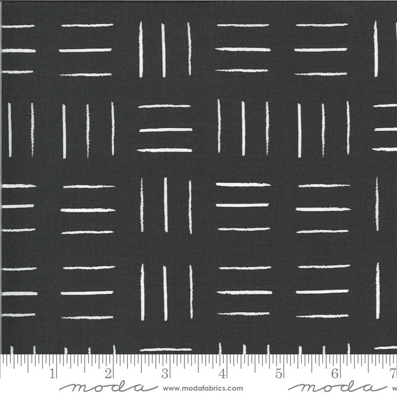 Zoology Opposing Lines 48304 Charcoal - Moda Fabrics - Geometric Black with Ivory Natural Off White - Quilting Cotton Fabric