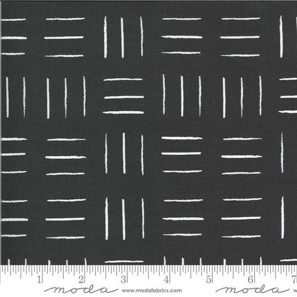 20" End of Bolt - SALE Zoology Opposing Lines 48304 Charcoal - Moda Fabrics - Geometric Black with Ivory Natural - Quilting Cotton Fabric