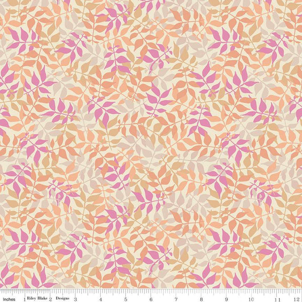 Fat Quarter end of bolt - CLEARANCE Meadow Lane Leaves C10122 Cream - Riley Blake Designs - Floral Foliage - Quilting Cotton Fabric