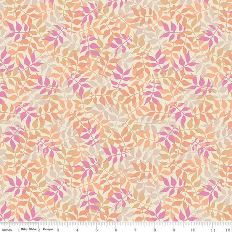 Fat Quarter end of bolt - CLEARANCE Meadow Lane Leaves C10122 Cream - Riley Blake Designs - Floral Foliage - Quilting Cotton Fabric
