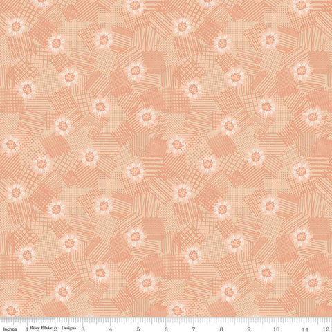 CLEARANCE Meadow Lane Scribbled Floral C10123 Melon - Riley Blake Designs - Floral Flowers Tone-on-Tone Orange -  Quilting Cotton Fabric