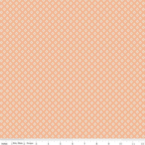 SALE Meadow Lane Dashed Daisies C10124 Melon - Riley Blake Designs - Floral Flowers Daisy Geometric Orange -  Quilting Cotton Fabric