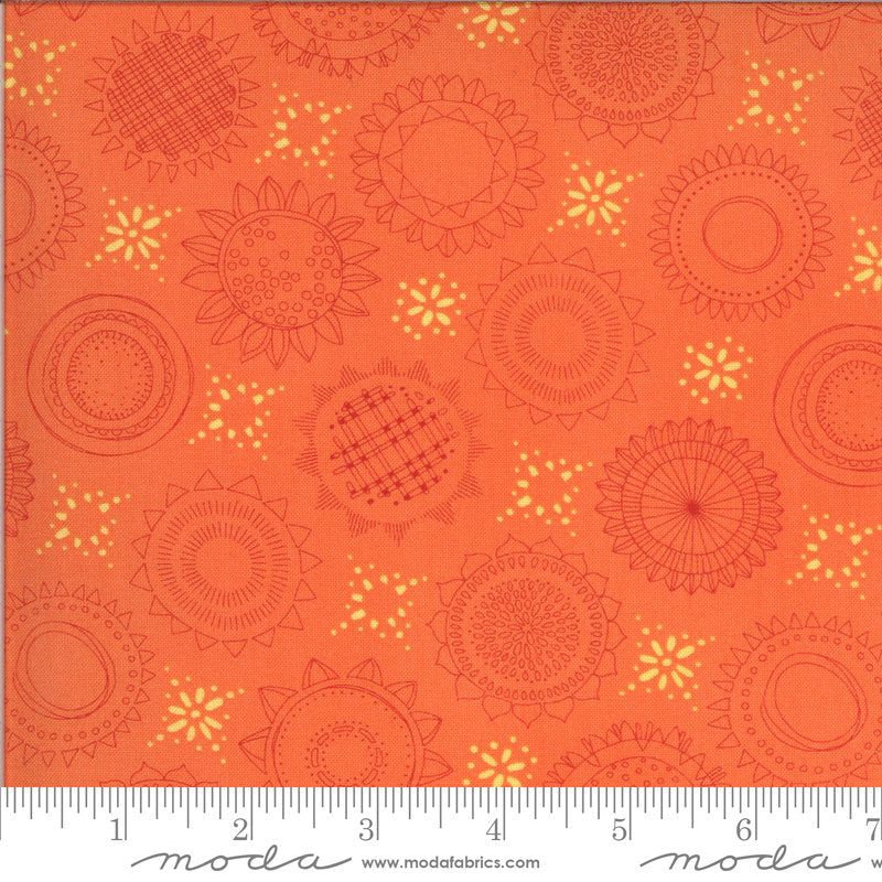 SALE Solana Varietals 48682 Clementine - Moda Fabrics - Floral Flowers Orange - Quilting Cotton Fabric
