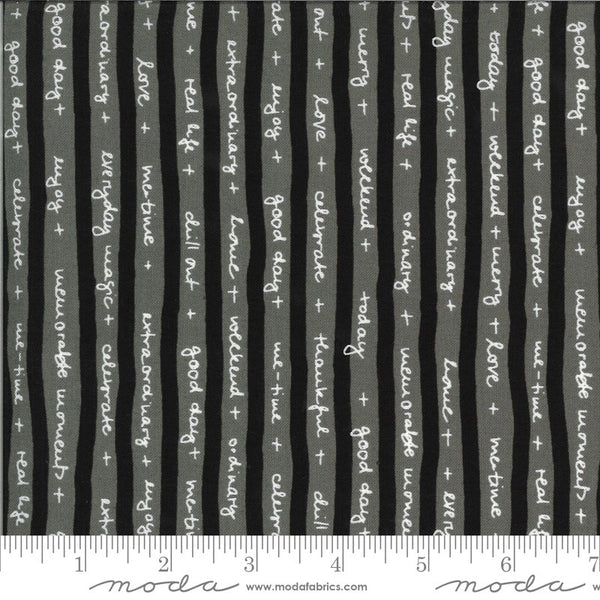 CLEARANCE Quotation Quotes 1732 Ink - Moda Fabrics - Gray Black Cream Quotations Motivational Script - Quilting Cotton Fabric