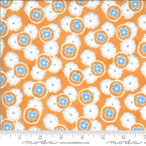 CLEARANCE Figs and Shirtings Jelly and Jam 20392 Marmalade - Moda Fabrics - Floral Flowers Orange Blue Natural - Quilting Cotton Fabric