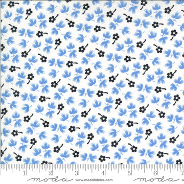 SALE Figs & Shirtings Flour Sack 20393 Cornflower - Moda Fabrics - Floral Flowers Blue on Natural - Quilting Cotton Fabric