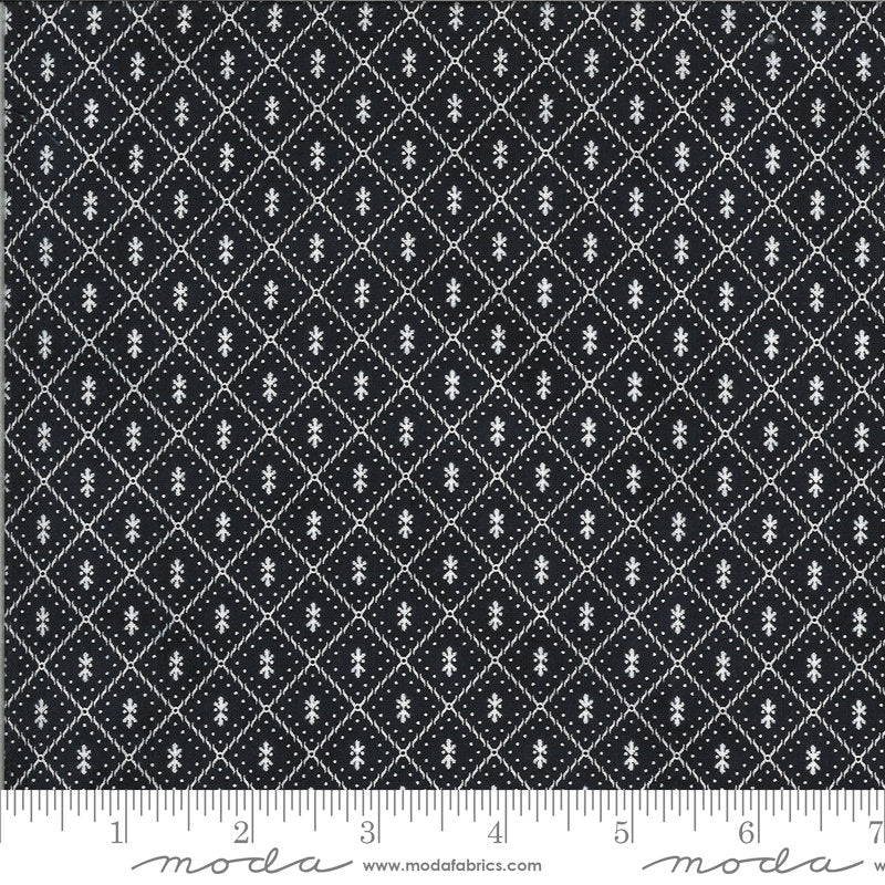 SALE Figs and Shirtings Nanas Pajamas 20397 Raven - Moda Fabrics - Geometric Diamonds Natural Off-White on Black - Quilting Cotton Fabric