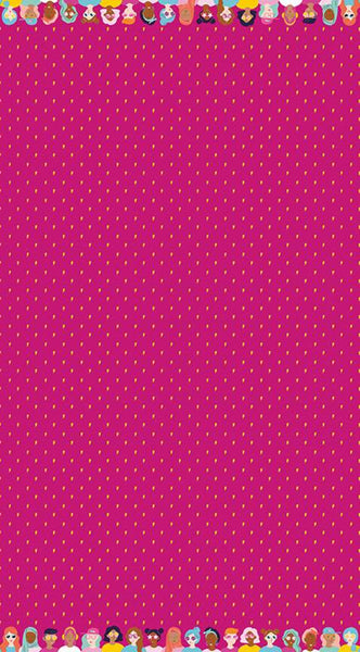 CLEARANCE Grl Pwr Lightning C10652 Fuchsia - Riley Blake Designs - Pink Girl Power Edge Borders of Girls Figures - Quilting Cotton Fabric