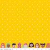 17" End of Bolt - Grl Pwr Lightning C10652 Yellow - Riley Blake Designs - Girl Power Edge Borders of Girls Figures - Quilting Cotton Fabric