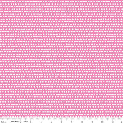 CLEARANCE Grl Pwr Dots C10657 Pink - Riley Blake Designs - Girl Power Geometric Rows Irregular White Dots Dotted - Quilting Cotton Fabric