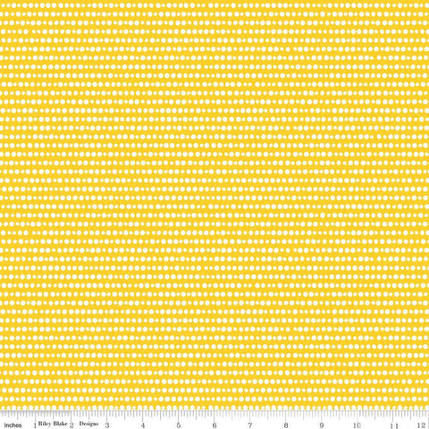 SALE Grl Pwr Dots C10657 Yellow - Riley Blake Designs - Girl Power Geometric Rows Irregular White Dots Dotted - Quilting Cotton Fabric