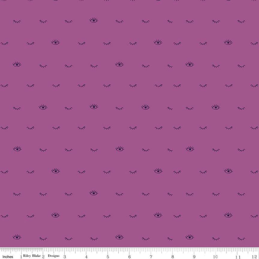 SALE Grl Pwr Eyelashes C10656 Orchid - Riley Blake Designs - Girl Power Eyes Lashes Purple - Quilting Cotton Fabric