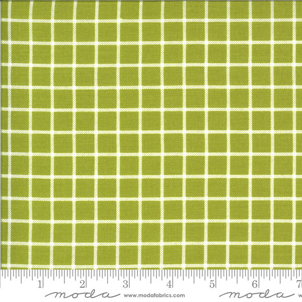 CLEARANCE On the Farm Country Checker 20707 Green - Moda Fabrics - Windowpane Checks Check Checked Cream Children's - Quilting Cotton Fabric