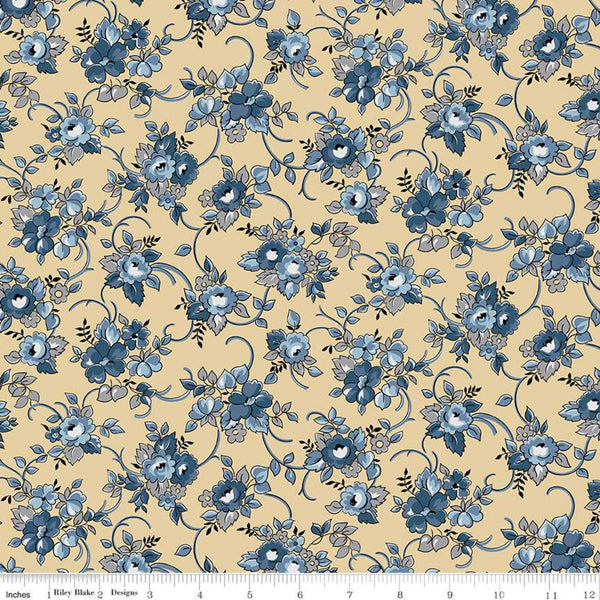 CLEARANCE Delightful Bouquet C10251 Gold - Riley Blake Designs - Floral Flowers - Quilting Cotton Fabric