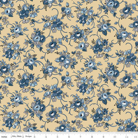 SALE Delightful Bouquet C10251 Gold - Riley Blake Designs - Floral Flowers - Quilting Cotton Fabric