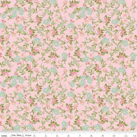 Rose and Violet's Garden Sweet Blossoms C10413 Blush - Riley Blake Designs - Floral Flowers Vintage Pink - Quilting Cotton Fabric