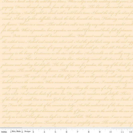 SALE Rose and Violet's Garden Text C10416 Beehive - Riley Blake Designs - Script Words Phrases  - Quilting Cotton Fabric