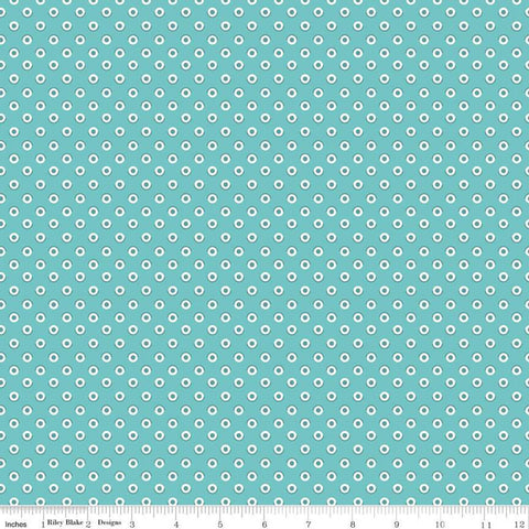 SALE Flea Market Polka C10215 Cottage - Riley Blake Designs -  Polka Dots Dotted Dot Circles Blue Aqua - Lori Holt  - Quilting Cotton Fabric