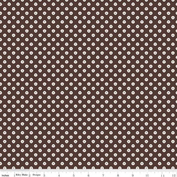 SALE Flea Market Polka C10215 Raisin - Riley Blake Designs -  Polka Dots Dotted Dot Circles Brown - Lori Holt  - Quilting Cotton Fabric