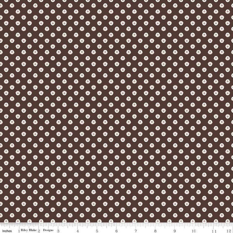SALE Flea Market Polka C10215 Raisin - Riley Blake Designs -  Polka Dots Dotted Dot Circles Brown - Lori Holt  - Quilting Cotton Fabric