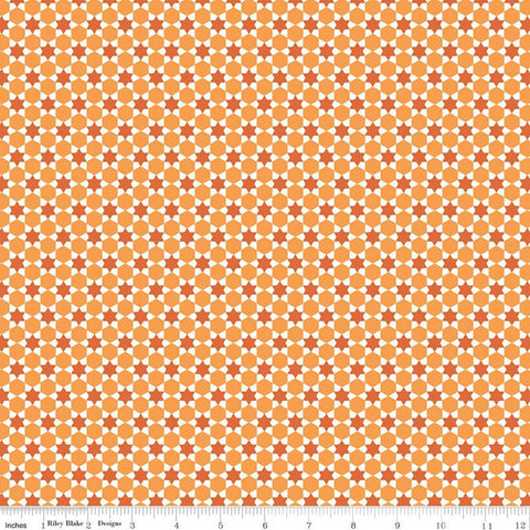 33" End of Bolt Piece - CLEARANCE Flea Market Old Quilt C10223 Orange - Riley Blake Designs - Geometric Stars - Quilting Cotton Fabric