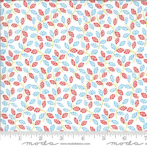 Fat Quarter End of Bolt - CLEARANCE Figs and Shirtings Sugar Sack 20394 Cornflower - Moda - Floral Leaves Sprigs - Quilting Cotton Fabric