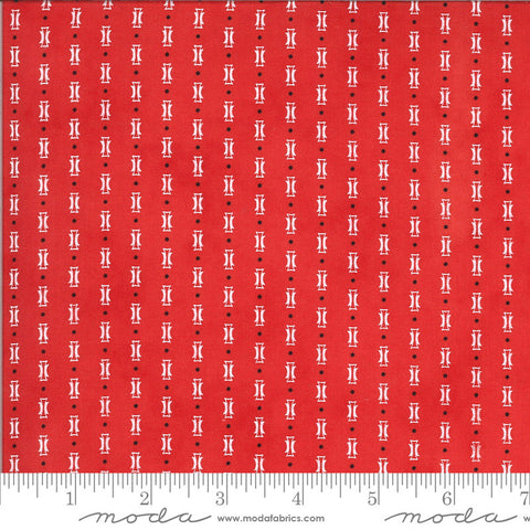 Figs and Shirtings Papas Pajamas 20396 Barn Red - Moda Fabrics - Stripes Striped Natural Off-White on Red - Quilting Cotton Fabric