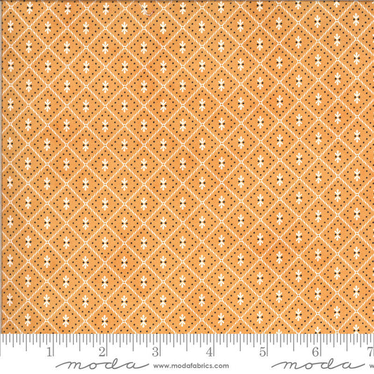 22" End of Bolt - SALE Figs & Shirtings Nanas Pajamas 20397 Marmalade - Moda Fabrics - Diamonds Natural Off-White on Orange -Quilting Cotton