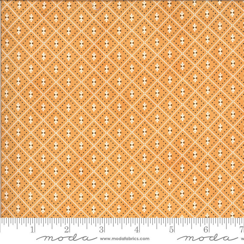 SALE Figs and Shirtings Nanas Pajamas 20397 Marmalade - Moda Fabrics - Diamonds Natural Off-White on Orange - Quilting Cotton Fabric