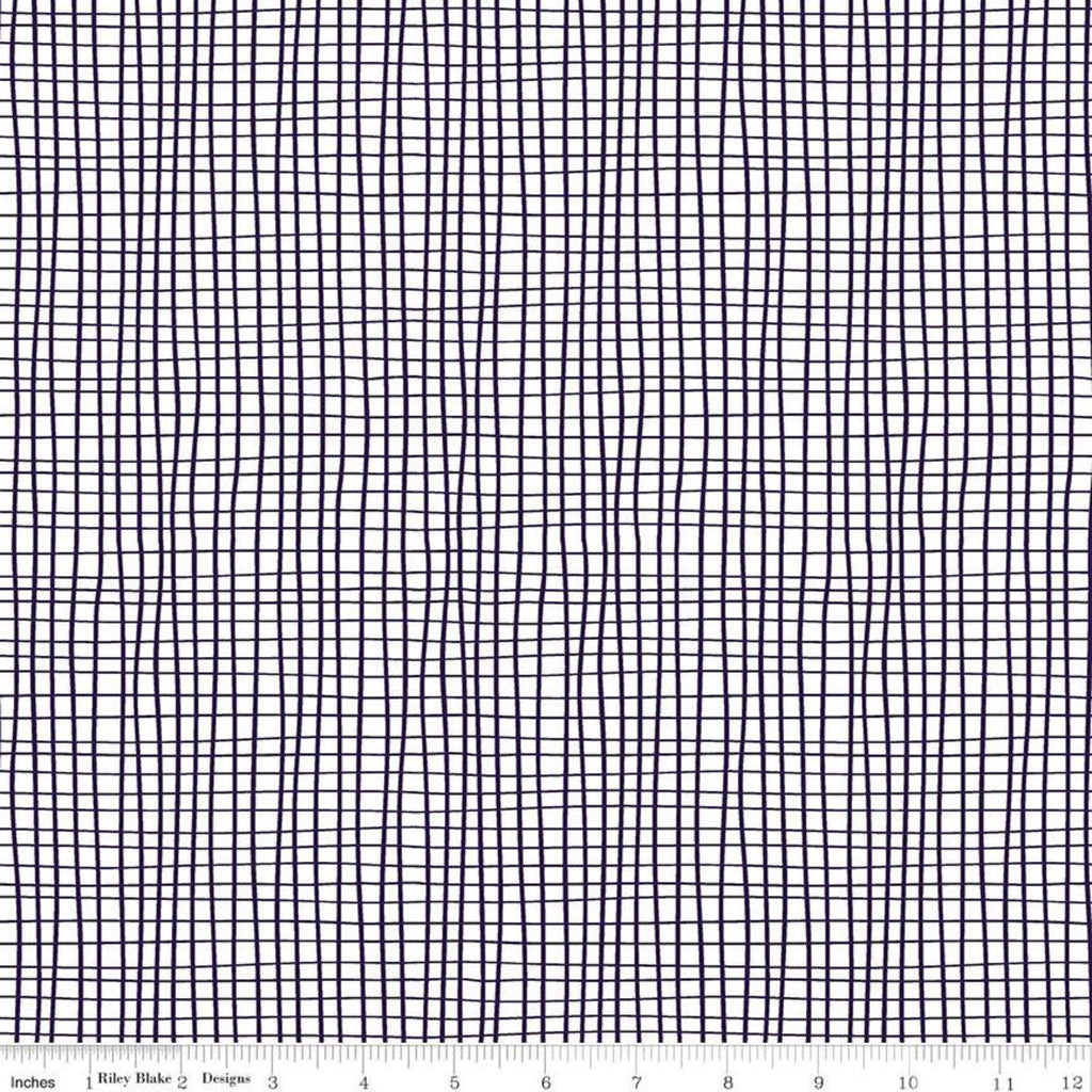 33" End of Bolt - CLEARANCE Grl Pwr Grid C10655 White - Riley Blake - Girl Power Irregular Grid White with Black - Quilting Cotton Fabric