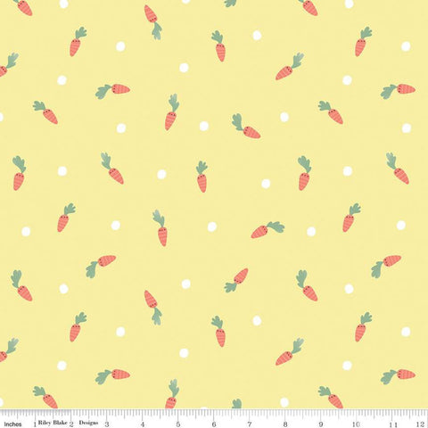 10" End of Bolt - Easter Egg Hunt Carrots C10272 Yellow - Riley Blake Designs - Spring Carrot Dotted Polka Dots - Quilting Cotton Fabric