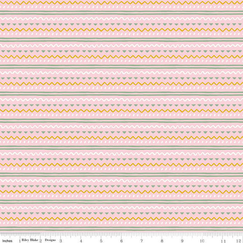 SALE Easter Egg Hunt Geo C10275 Powder - Riley Blake Designs - Spring Stripes Stripe Wavy Lines Dots Triangles Pink - Quilting Cotton Fabric